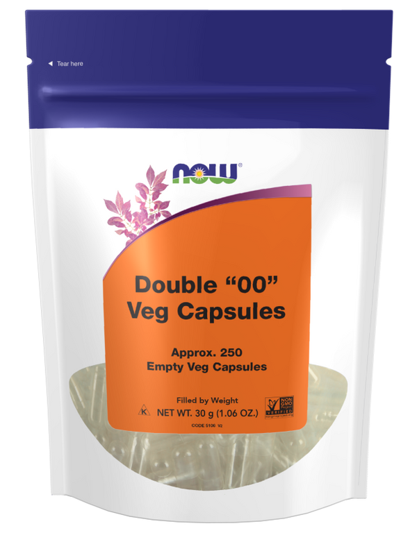 Double 00 Veg Capsules - 250 Empty Caps (NOW)