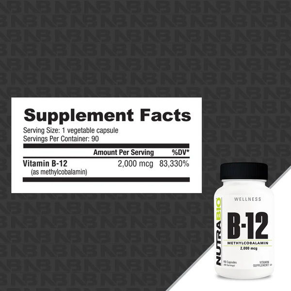 B-12 Methyl (2000mcg) - 90 Vegetable Capsules (NutraBio)