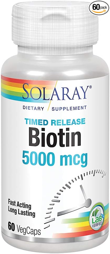 Biotin, 60 kpsl 60ct 5000mcg veg cap by Solaray