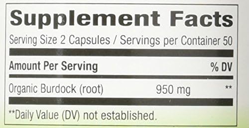 Burdock ORG 100ct 970mg veg cap by Solaray