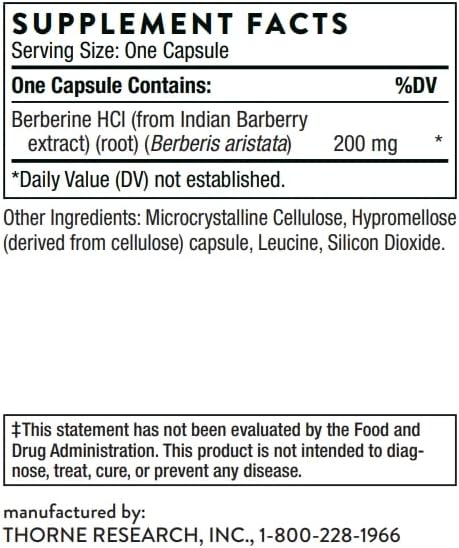 Berberine - 200mg - Formerly Berbercap - 60 Capsules (Thorne)