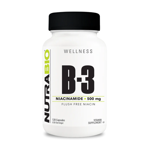 B-3 Niacinamide (500mg) - 120 Vegetable Capsules (Nutrabio)