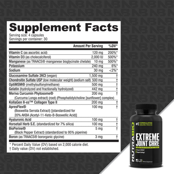 Extreme Joint Care - 120 Vegetable Capsules (NutraBio)