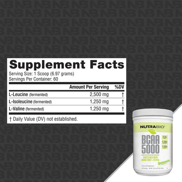 BCAA 5000 Natural - Lemonade - 0.9 LB (NutraBio)