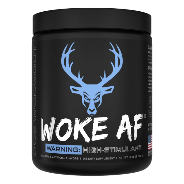 WOKE AF High- Stimulant Pre-workout - 12.91 OZ Blue Razz (Bucked Up)