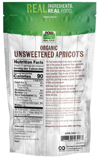 Apricots Unsweet Organic - 1 LB (Now Foods)