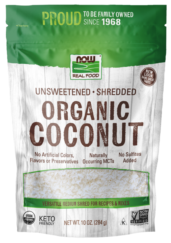 Coconut Shredded Unsweetened Organic 10 oz by Now Foods