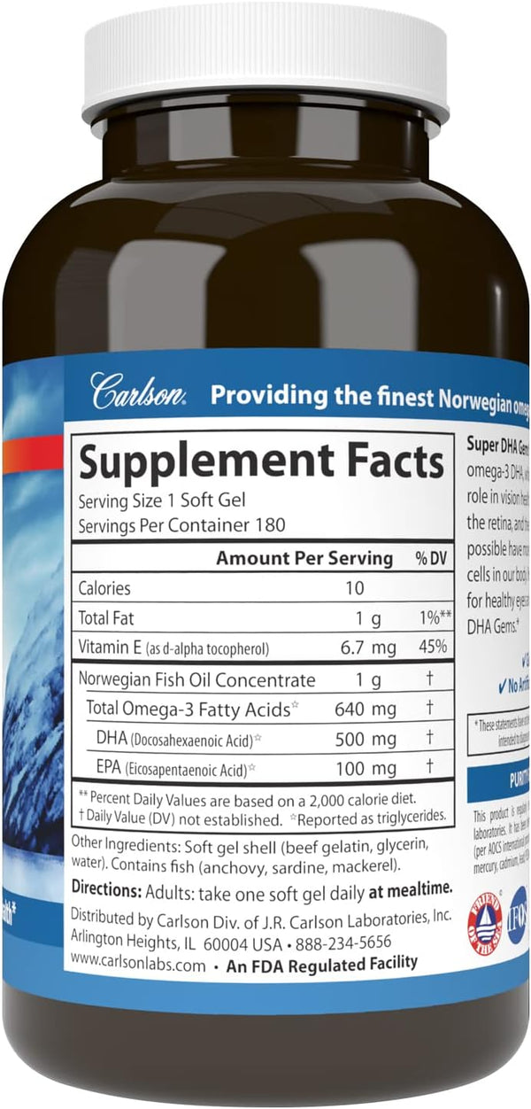 Super DHA 180 softgels - Carlson Labs