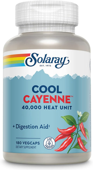 Cool Cayenne 40,000 Heat Unit 90ct 600mg veg cap by Solaray