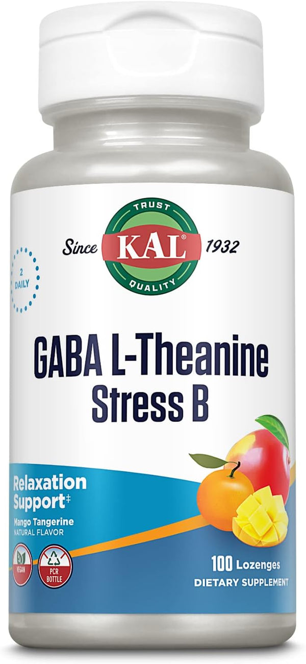 GABA L-Theanine Stress B  100ct  lozenge Mango Tangerine by Kal