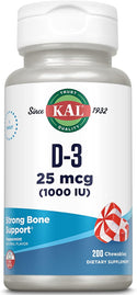 D3  200ct 25mcg chewable Peppermint by Kal