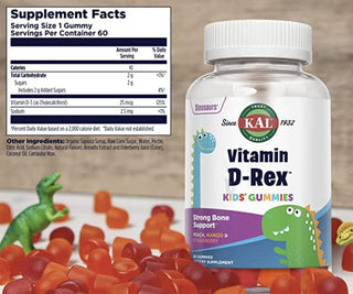 Vit D Rex  60ct  gummy Peach Mango Strawberry by Kal