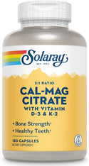 Cal-Mag Citrate w D2 2:1 Ratio 180ct gel cap by Solaray