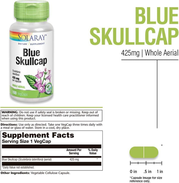 Blue Skullcap 100ct 425mg veg cap by Solaray