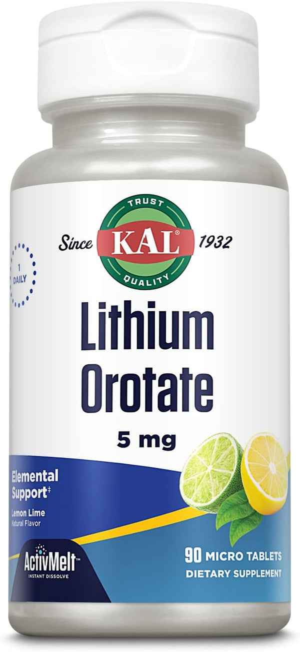 Lithium Orotate  90ct 5mg lozenge Lemon Lime by Kal