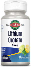 Lithium Orotate  90ct 5mg lozenge Lemon Lime by Kal