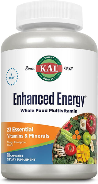 Enhanced Energy® Whole Food Multivitamin 60ct  chewable Pineapple Mango by Kal