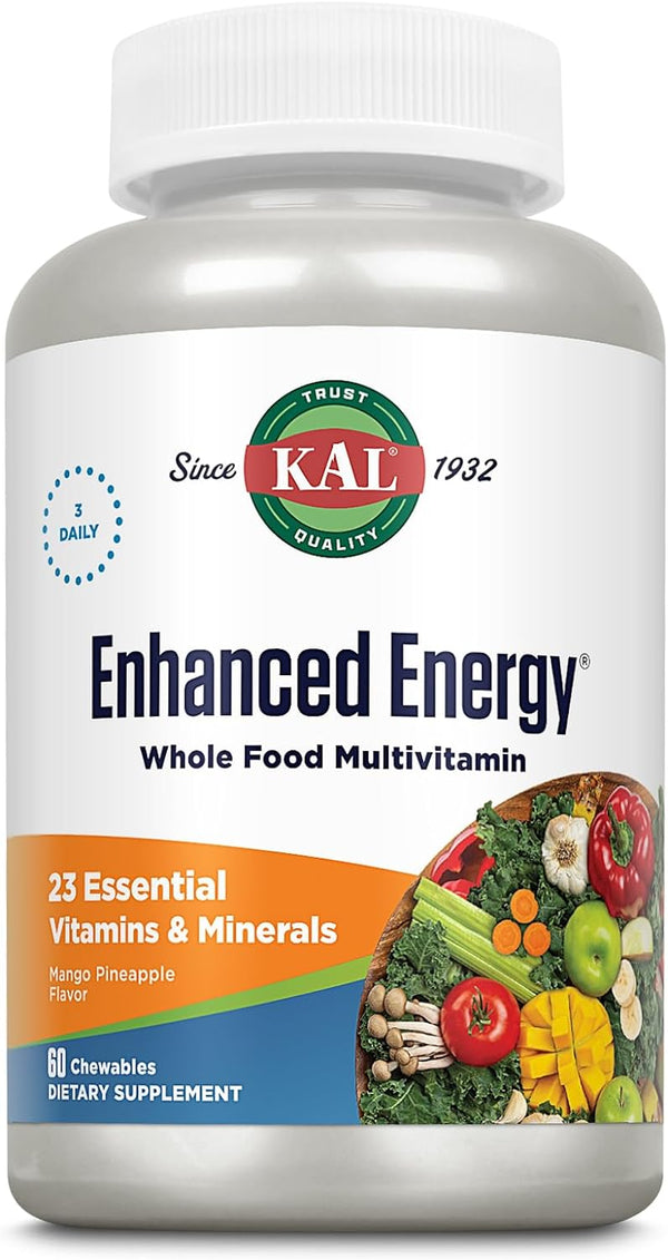 Enhanced Energy® Whole Food Multivitamin 60ct  chewable Pineapple Mango by Kal