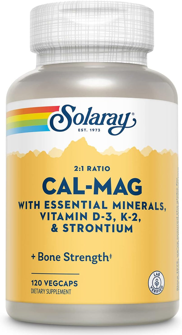 Cal-Mag w Essential Minerals, Vit D3, K2 & Strontium 2:1 Ratio 120ct  veg cap