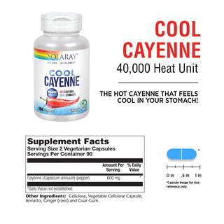 Cool Cayenne 40,000 Heat Unit 180ct 600mg veg cap by Solaray