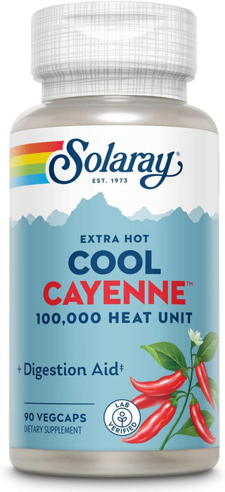 Cool Cayenne 100000 Heat Unit 90ct 600mg capsule by Solaray