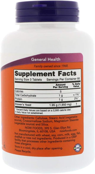 Brewers Yeast 650mg - 200 Tablets (NOW Foods)