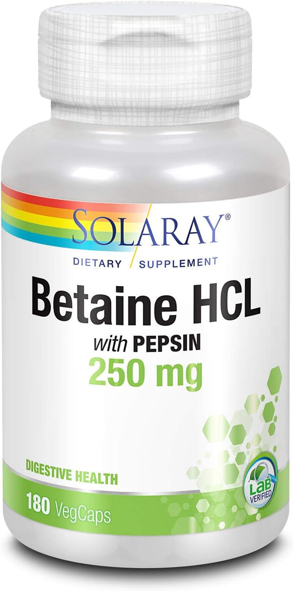 Betaine HCL w Pepsin 180ct 250mg veg cap