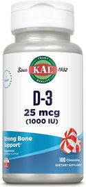 D3  100ct 25mcg chewable Peppermint by Kal