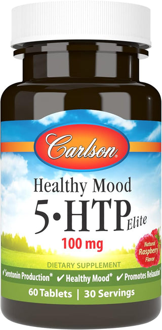 Healthy Mood 5 HTP Elite 100 mg - 60 Rasberry Tablets (Carlson)