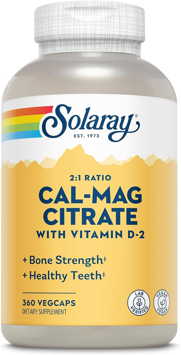 Cal-Mag Citrate w Vit D2 2:1 Ratio 360ct veg cap by Solaray