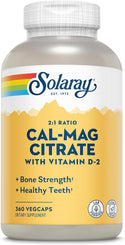 Cal-Mag Citrate w Vit D2 2:1 Ratio 90ct veg cap by Solaray