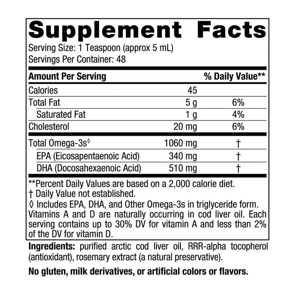 Arctic Cod Liver Oil - Unflavored - 8 FL OZ (Nordic Naturals)