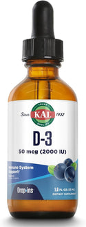 D-3 2000 IU  1.8oz 50mcg drop Blueberry by Kal