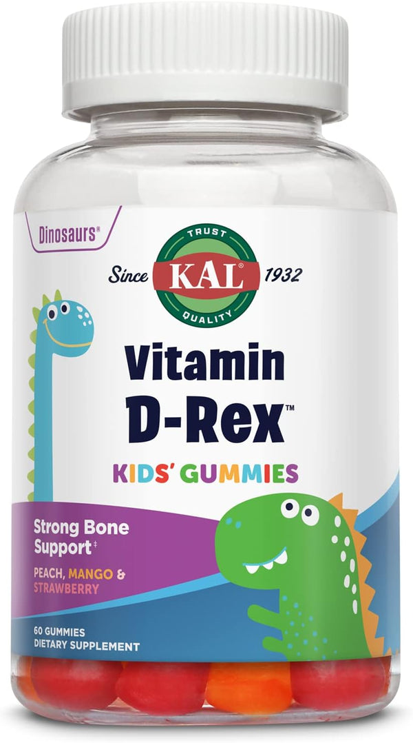 Vit D Rex  60ct  gummy Peach Mango Strawberry by Kal