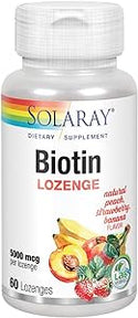 Biotin 60ct 5000mcg lozenge Peach Strawberry Banana by Solaray