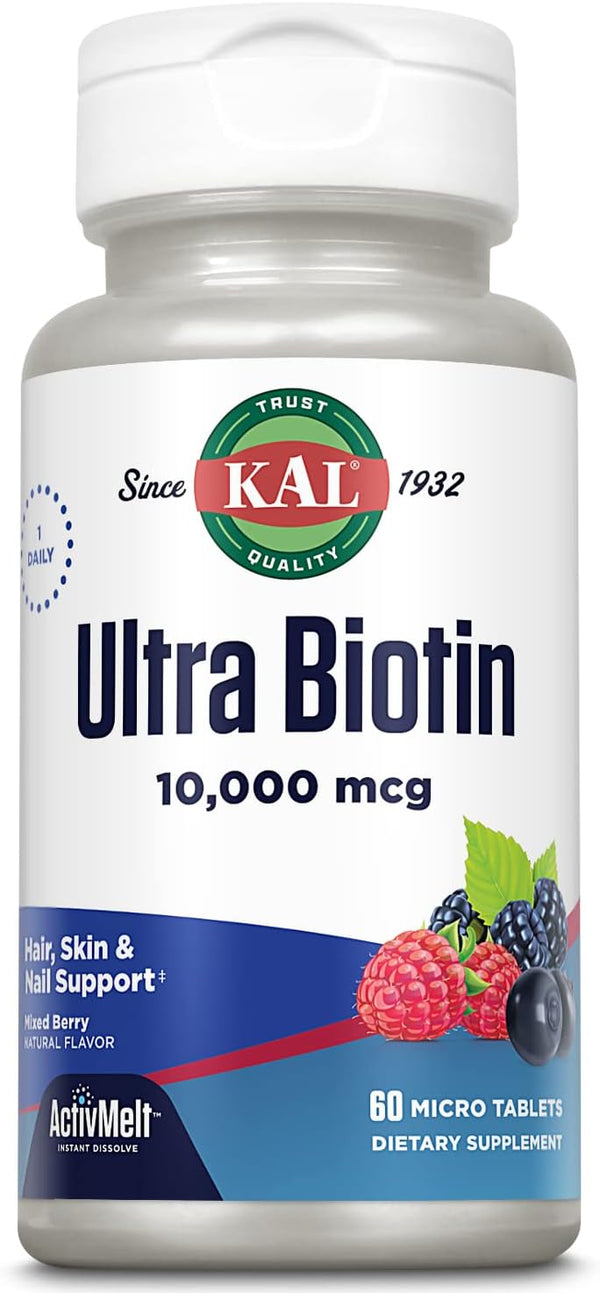 Ultra Biotin ActivMelt  60ct 10000mcg lozenge Mixed Berry by Kal