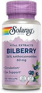 Bilberry 36% Anthocyanosides 120ct 60mg veg cap (Solaray)