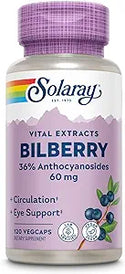 Bilberry 36% Anthocyanosides 120ct 60mg veg cap by Solaray