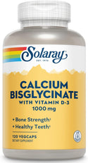 Calcium Bisglycinate w Vit D3 120ct 1000mg veg cap by Solaray