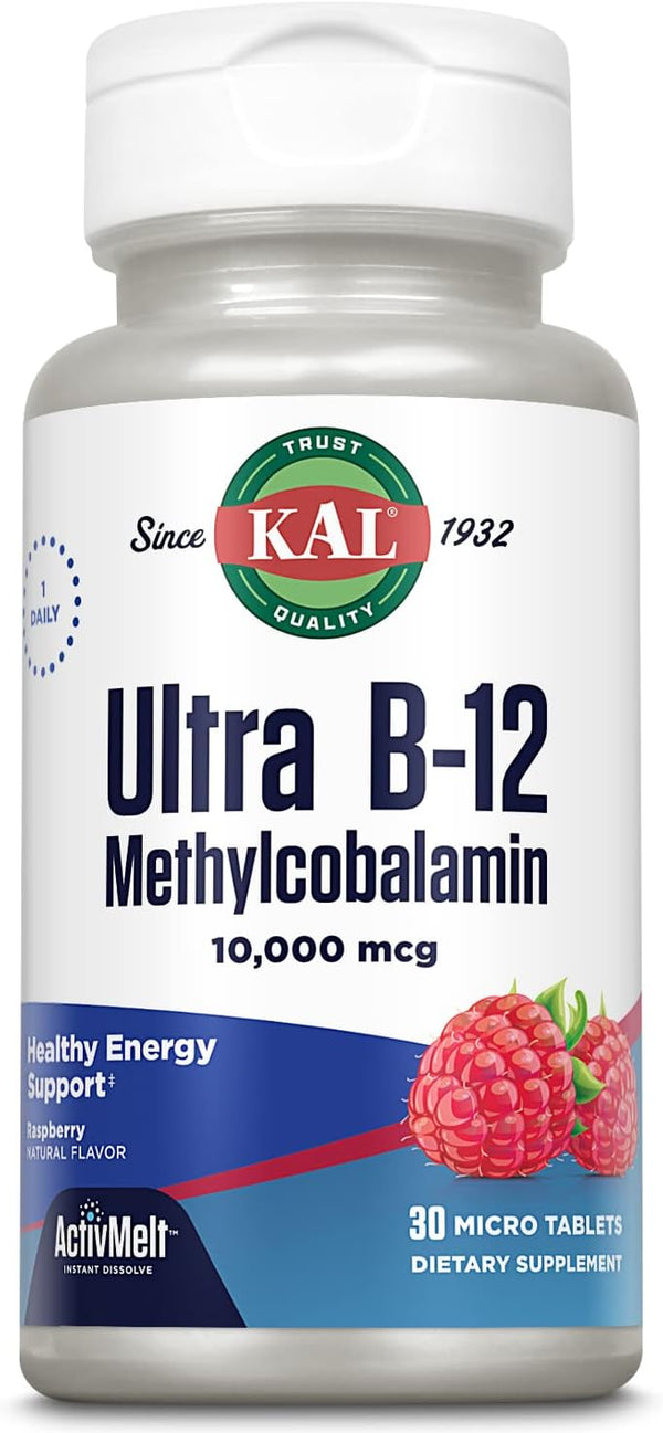 Ultra B-12 Methyl ActivMelt  30ct 10000mcg lozenge Raspberry by Kal