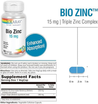 BioCitrate Zinc 60ct 15mg veg cap by Solaray