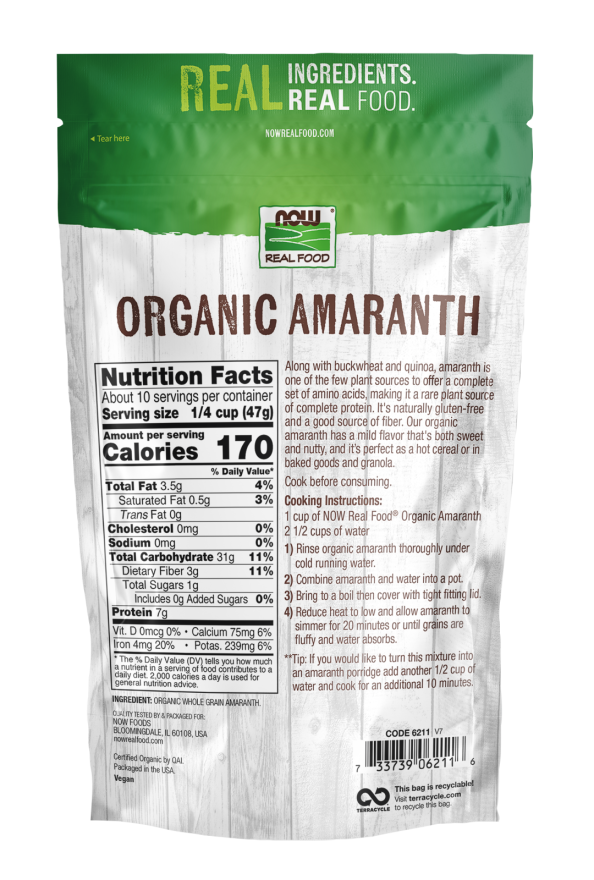 Organic Amaranth Grain - 1 LB (Now Foods)