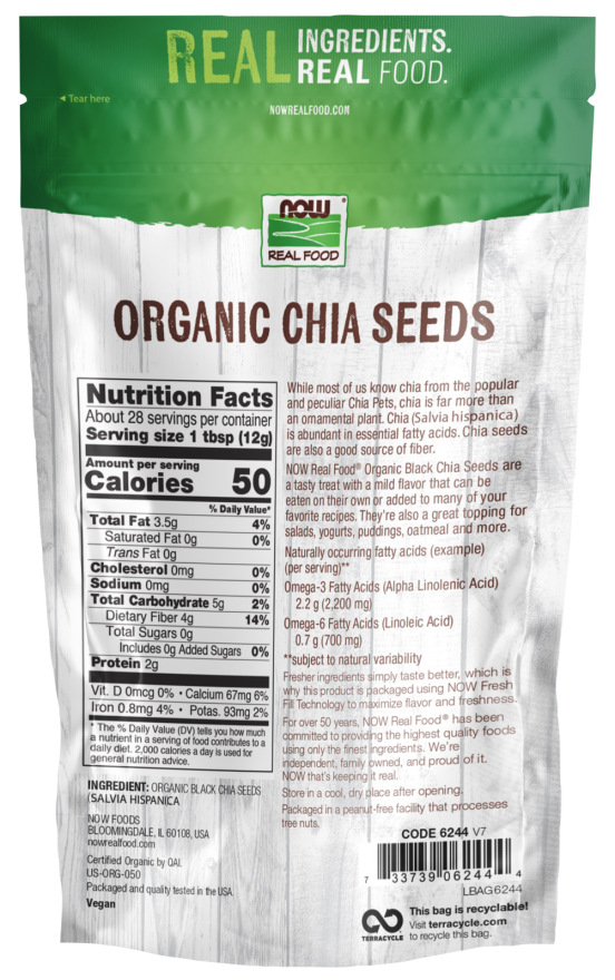 Black Chia Seeds Organic 12 oz by Now Foods - black chia seeds org 12 oz by Now Foods