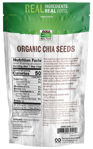 Black Chia Seeds Organic 12 oz by Now Foods - black chia seeds org 12 oz by Now Foods