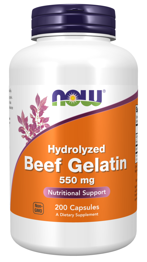 Beef Gelatin 550mg Hydrolyzed 200 Caps by Now Foods