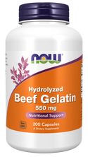 Beef Gelatin 550mg Hydrolyzed 200 Caps by Now Foods