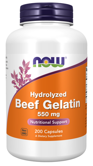 Beef Gelatin 550mg Hydrolyzed 200 Caps by Now Foods