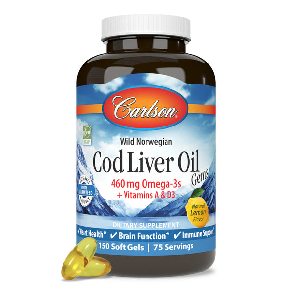 Cod Liver Oil Gems 460mg - 150 Capsules (Carlson Labs)