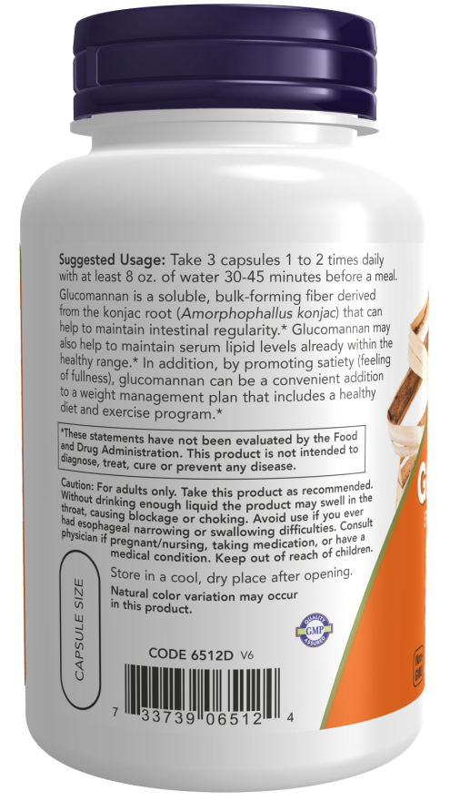 Glucomannan 575mg Capsules - 180 Capsules (NOW Foods)