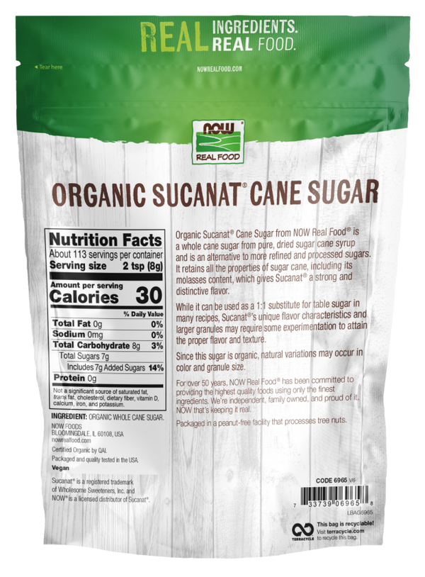 Sucanat Organic Cane Sugar 2lb by Now Foods